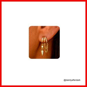 14K Gold Plated Dangle Earrings with Cubic Zirconia Hypoallergenic